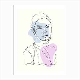 Portrait Of A Woman Hand Drawing Line Art 4 Art Print