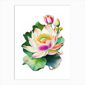 Lotus Flower In Garden Decoupage 5 Art Print