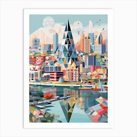 Rotterdam, Netherlands, Geometric Illustration 4 Art Print