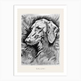 Saluki Dog Line Sketch 1 Poster Art Print