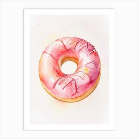 Strawberry Frosted Donut Cute Neon 1 Art Print