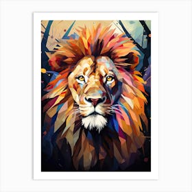 Lion Art Painting Geometric Abstraction Style 2 Art Print