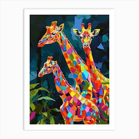Geometric Giraffe In The Leaves 3 Art Print