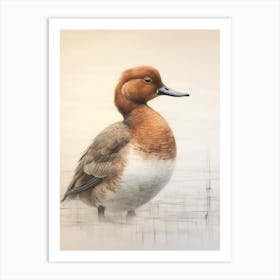 Vintage Bird Drawing Canvasback 3 Art Print