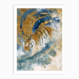 Tiger In The Wave Art Print