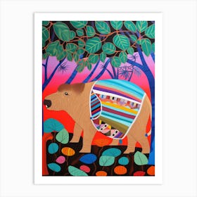 Maximalist Animal Painting Capybara 1 Art Print