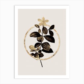 Gold Ring Gardenia Glitter Botanical Illustration n.0167 Art Print
