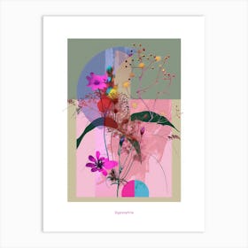 Gypsophila 2 Neon Flower Collage Poster Art Print