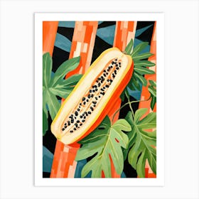 Papaya Fruit Summer Illustration 3 Art Print