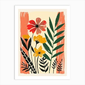 Botanical Tropical Leaves Groovy 7 Art Print