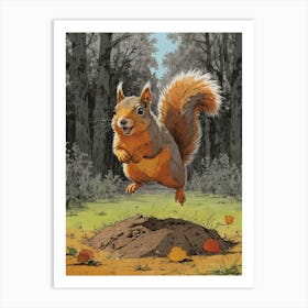 Squirrel Jumping Art Print