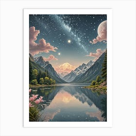 Starry Lake Art Print