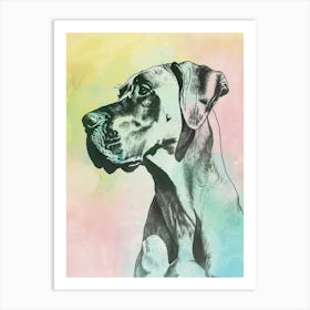 Great Dane Dog Pastel Line Watercolour Illustration  3 Art Print