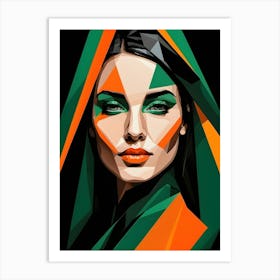 Geometric Woman Portrait Pop Art (44) Art Print