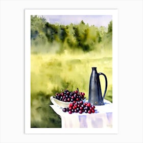 Black Currant Italian Watercolour fruit Art Print