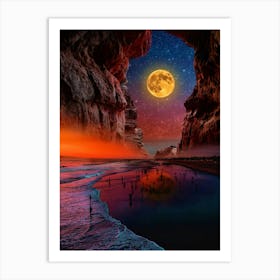 Full Moon In The Cave Art Print