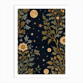 Moon In Forest Style William Morris 4 Art Print