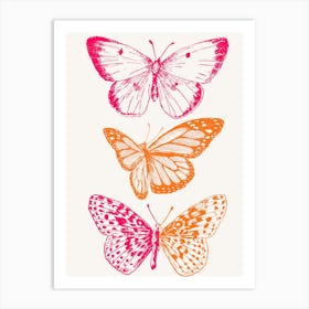 Butterflies In Pink And Orange Art Print