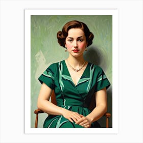 Woman In A Green Dress Art Print