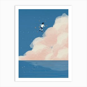 Minimal art child's imagination flies to the sky Art Print