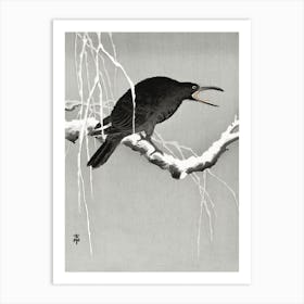 Crow On Snowy Tree Branch (1900 1945), Ohara Koson Art Print