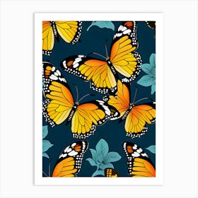 Seamless Pattern With Butterflies 3 Art Print