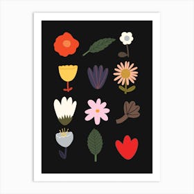 Flowers In Black Art Print