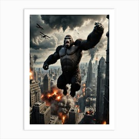 Giant Gorilla vs. The Skyscraper: A Battle in the Skies Art Print