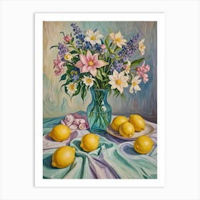 Floral Lemon Still Life Art Print