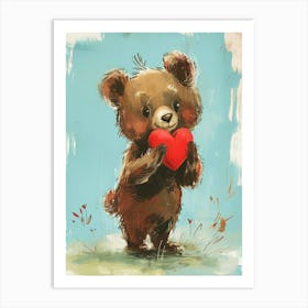 Valentines Day Bear With Heart Art Print