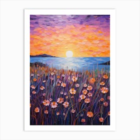 Sunset Over Flowers 1 Art Print