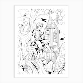 Neverland (Peter Pan) Fantasy Inspired Line Art 2 Art Print