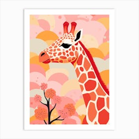 Pink Dotwork Giraffe 2 Art Print