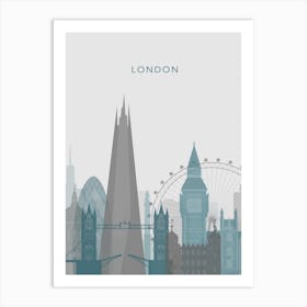 Blue And Grey London Skyline Art Print