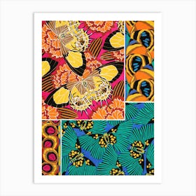 Butterflies On A Fabric Art Print