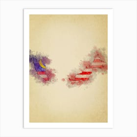 Malaysia Flag Vintage Art Print