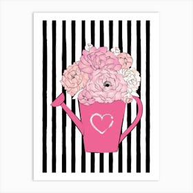 Pink Watering Can Art Print