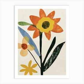 Painted Florals Daffodil 1 Art Print