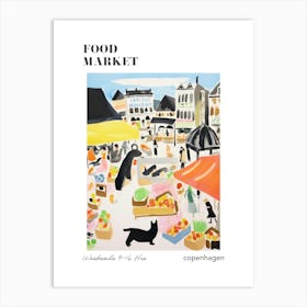 The Food Market In Copenhagen 1 Illustration Poster Art Print