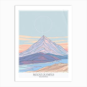 Mount Olympus Macedonia Color Line Drawing 5 Poster Art Print