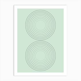 Circles On A Green Background Art Print