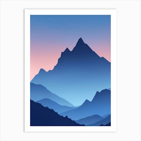 Misty Mountains Vertical Composition In Blue Tone 121 Art Print