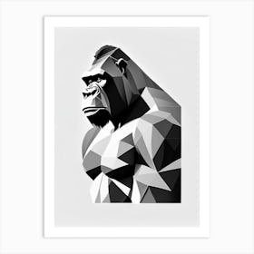 Gorilla Beating Chest Gorillas Black & White Geometric 2 Art Print