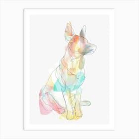 Australian Cattle Dog Pastel Line Watercolour Illustration  1 Art Print