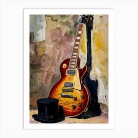 Guitar And Hat Art Print