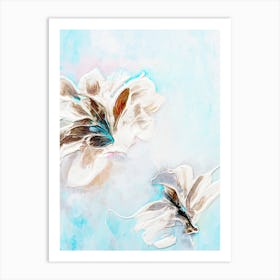 Aqua Teal Flower Painting 1 Art Print