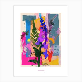 Delphinium 4 Neon Flower Collage Poster Art Print