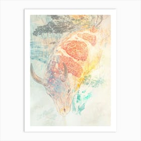 Bull Drawing Art Print