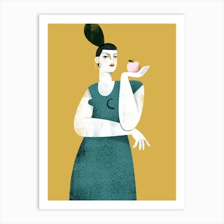 Lady With An Apple Art Print