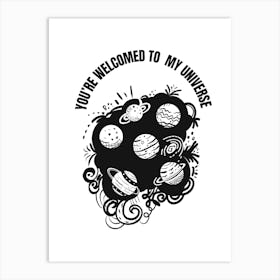 Black and white space artwork Art Print